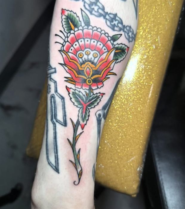 Traditional flower and dagger