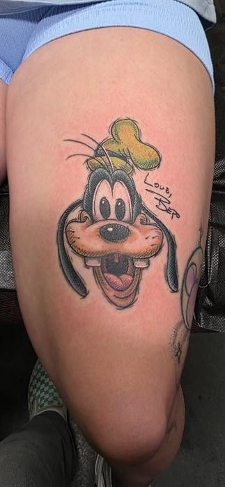 Cartoon character on the thigh